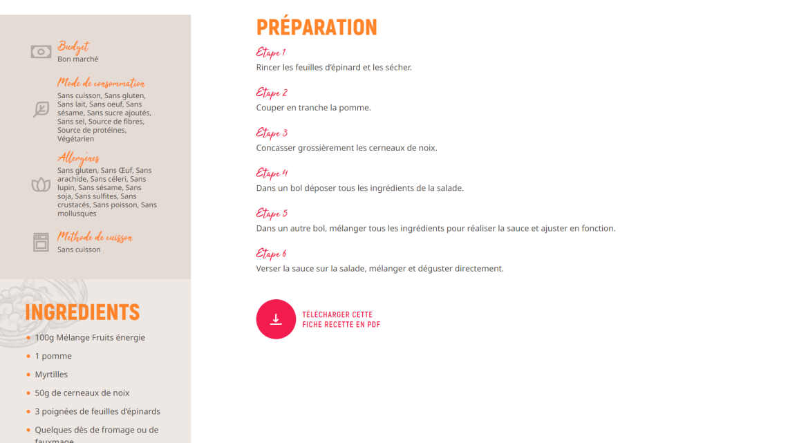 Page recette pour les particuliers